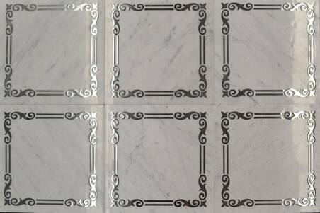 Mármol Carrara With Silver Segno Collection 40X40x1
