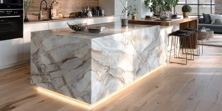 El auge del "Lujo Silencioso" en cocinas: Mármoles con vetas sutiles