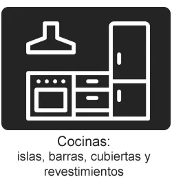 Cocinas: islas, barras, cubiertas y revestimientos