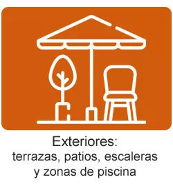 Exteriores: terrazas, patios, escaleras y zonas de piscina